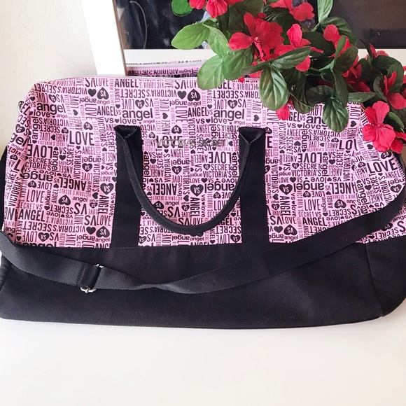 Victoria's Secret Handbags - Victoria’s Secret Large Duffel Tote Bag Pink Black